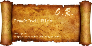 Ormándi Rita névjegykártya